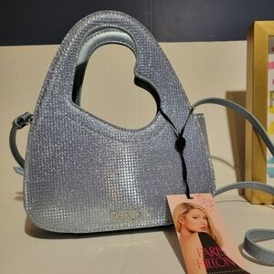 Paris Hilton Heartbreaker top handle bag baby blue sparkle NWT
